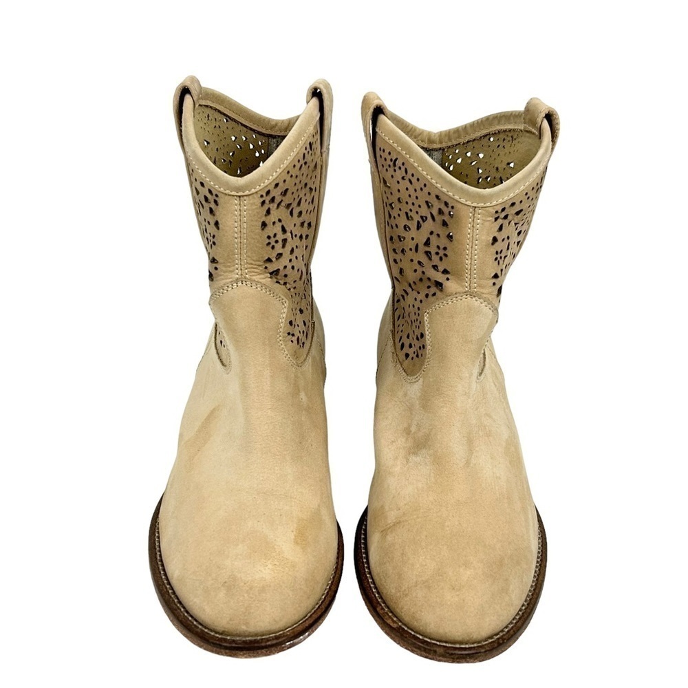 Sundance Tan Nubuck Laser Cut Pull On Ankle Boots size: IT 37 or US 6.5 - Picture 6 of 7